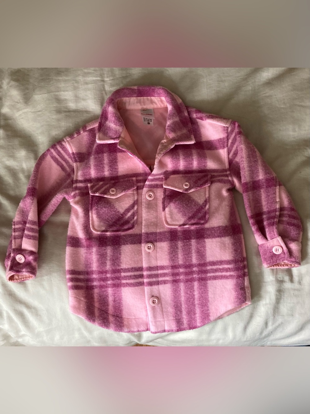 Hanna Andersson Pink Plaid Overshirt size 4